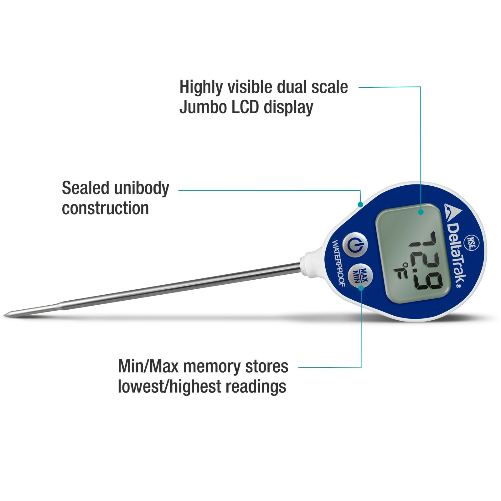 DeltaTrak 11050 FlashCheck Waterproof Lollipop Min/Max Auto-Cal Thermometer