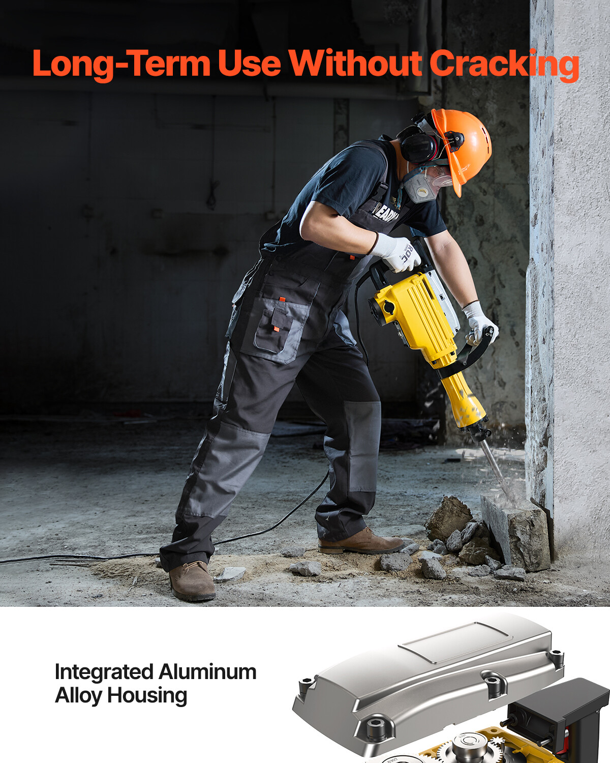 Demolition Jack Hammer Concrete Breaker 2200W Electric Hammer 4 Chisel Bit