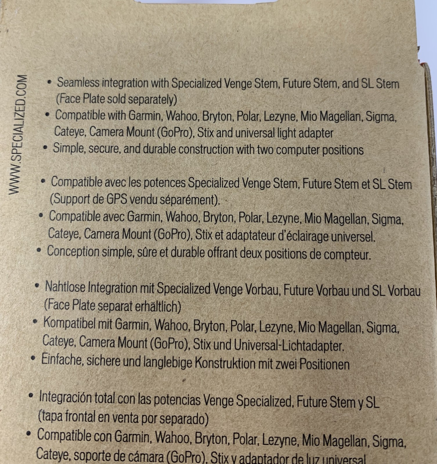 Specialized Stem Accessory Mount - Garmin / wahoo / & ETC - New