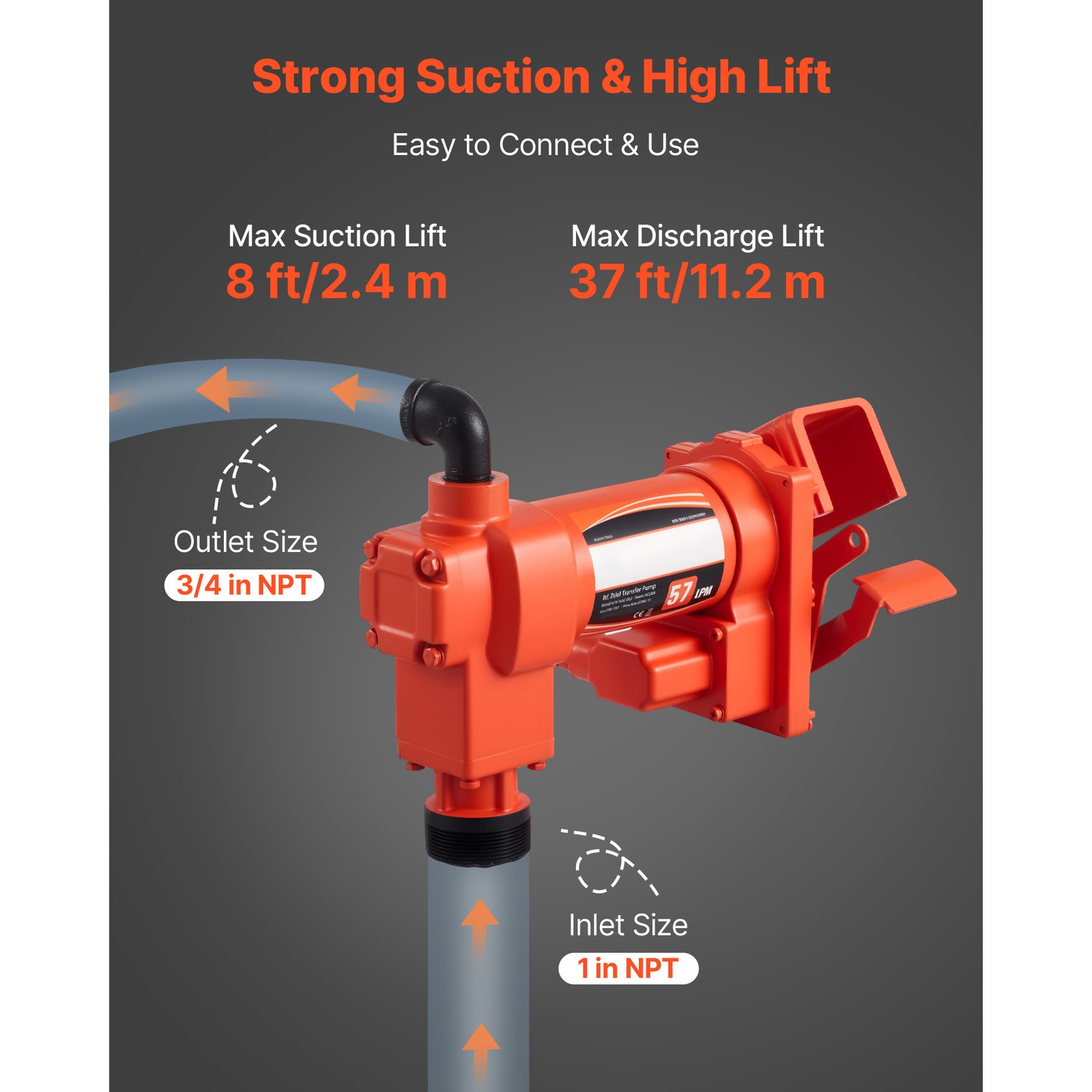 Uimoso Electric Fuel Transfer Pump 110V for Diesel, Oil, and Kerosene, 15 GPM