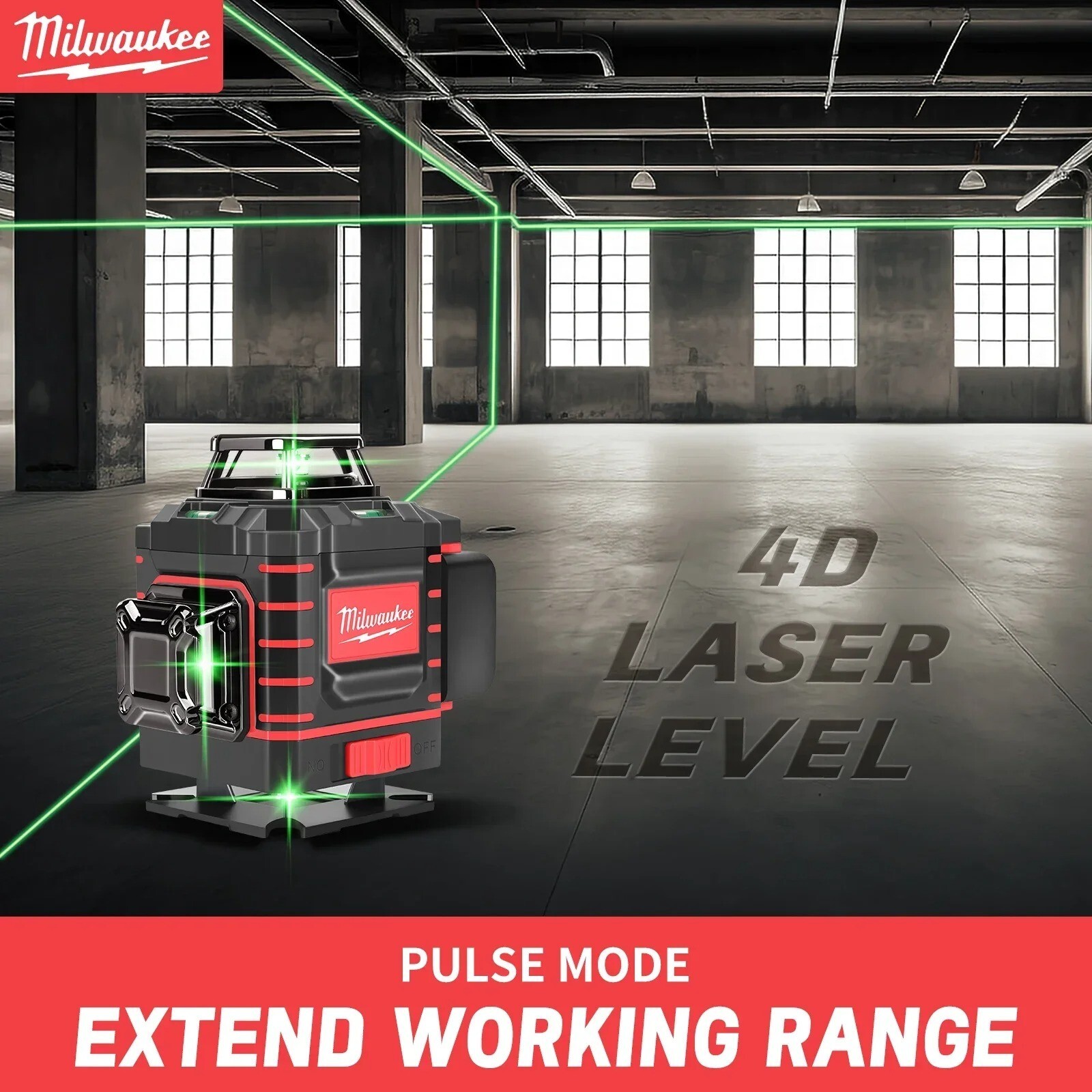 Milwaukee 360° Green Beam Cross laser level tools with Rechargeable Battery New