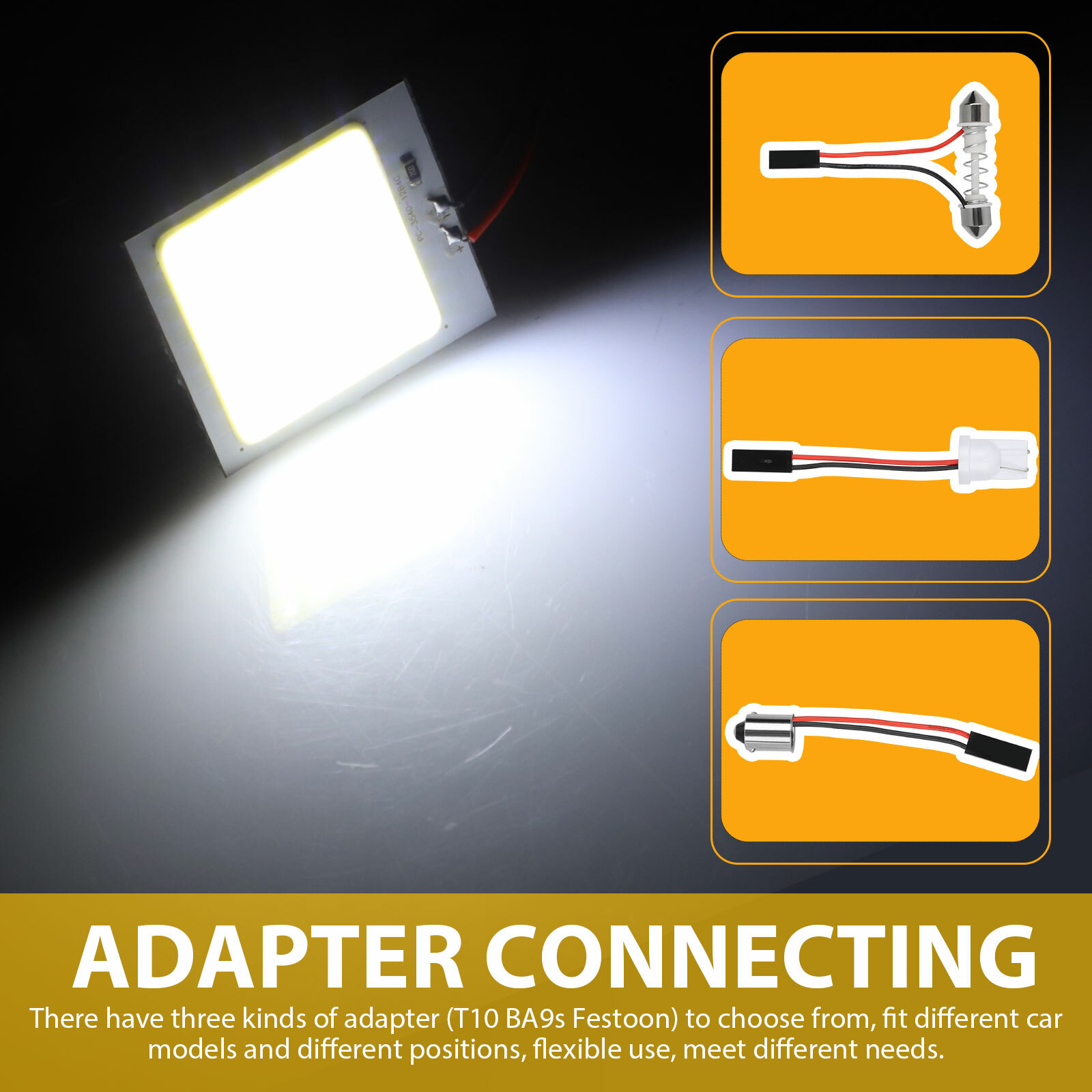 10pcs 48SMD Panel LED Festoon T10 BA9S Car Interior Dome Map Light Bulbs White