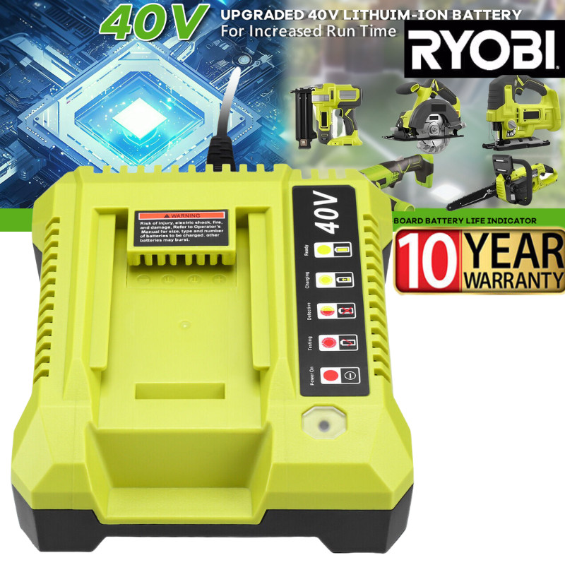8.0Ah Battery 40 Volt for Ryobi 40V Lithium OP40602 Battery with LED / Charger