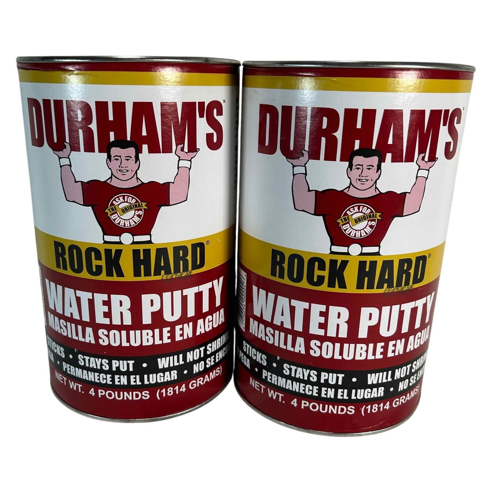Pack of 2 Durham's Rock Hard Water Putty 4 lb Can Repair Material Woodworking