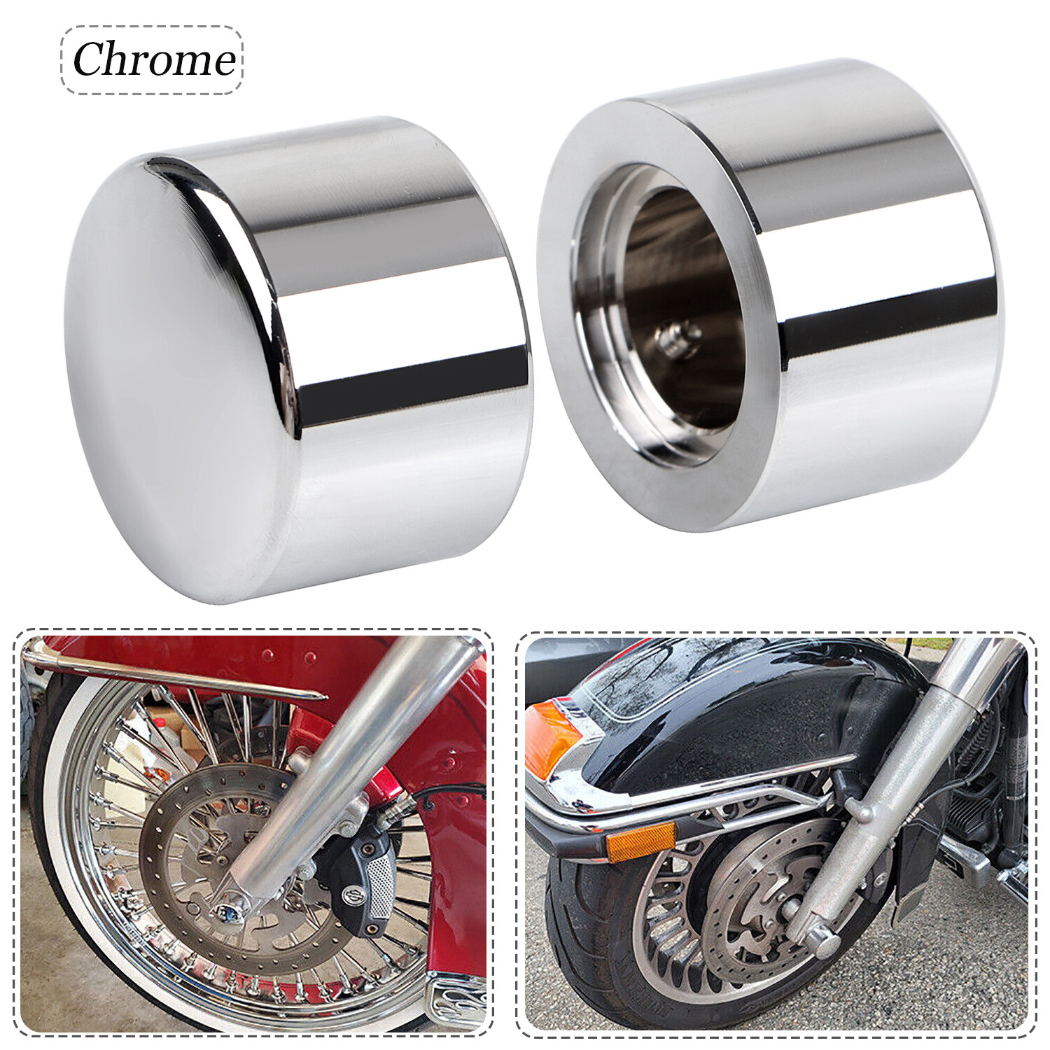 Chrome Front Axle Nut Cover Cap For Harley Touring Road King FLHRS FLHRC Dyna US