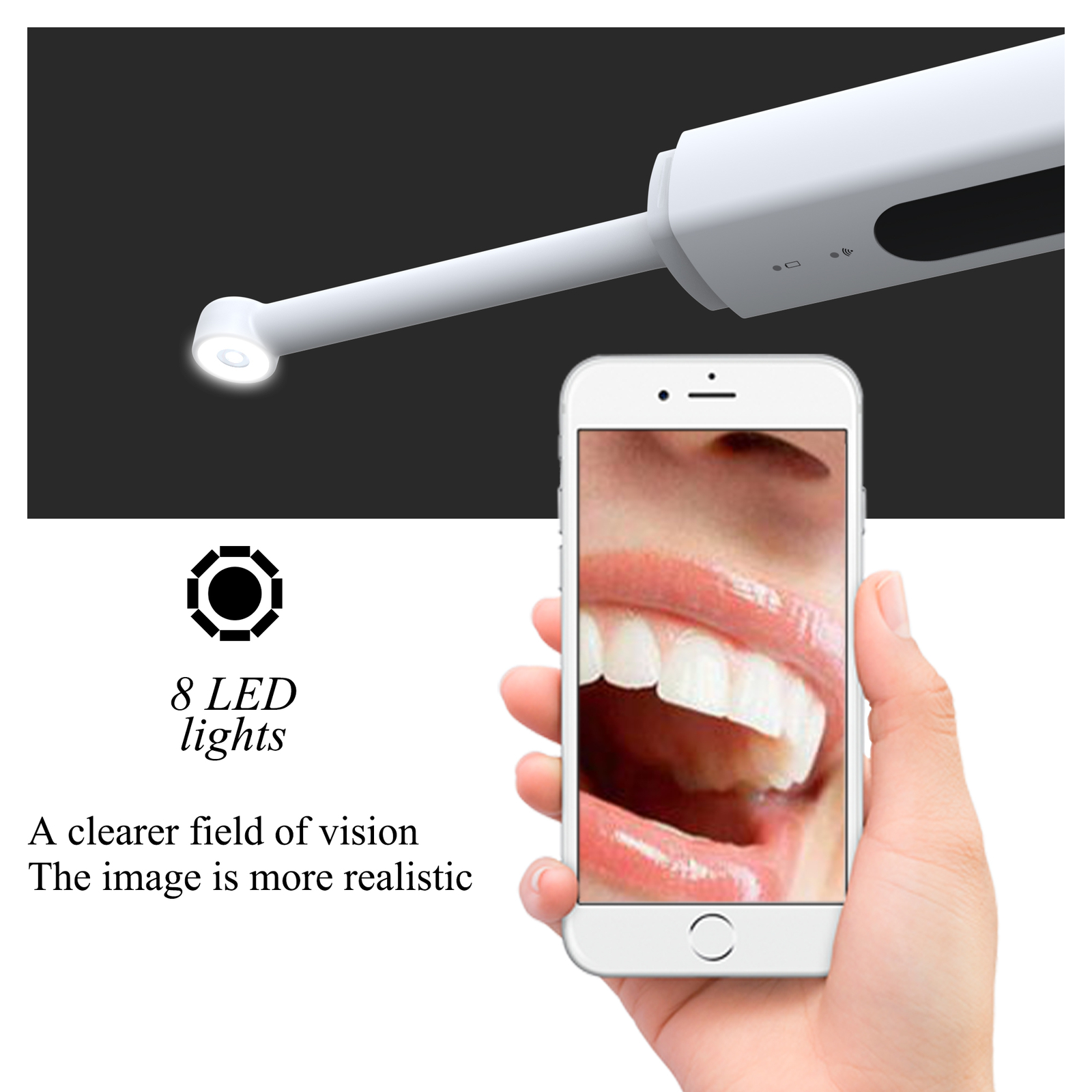 Dental 1080P Wireless Oral Camera 8 LEDs HD Digital Imaging Intraoral Endoscope