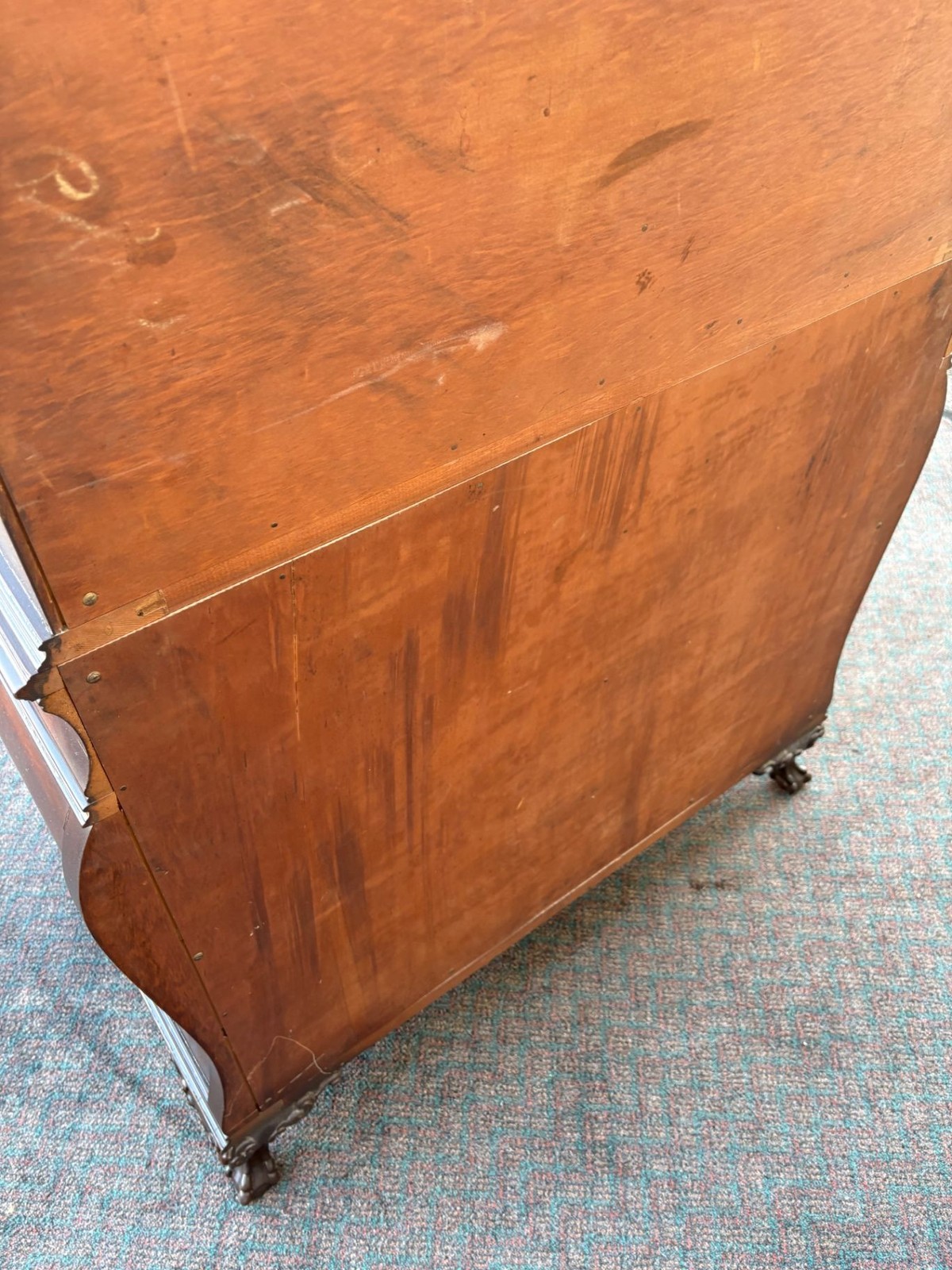 67492 Flame Mahogany Carved High Chest with Ornate Detailing