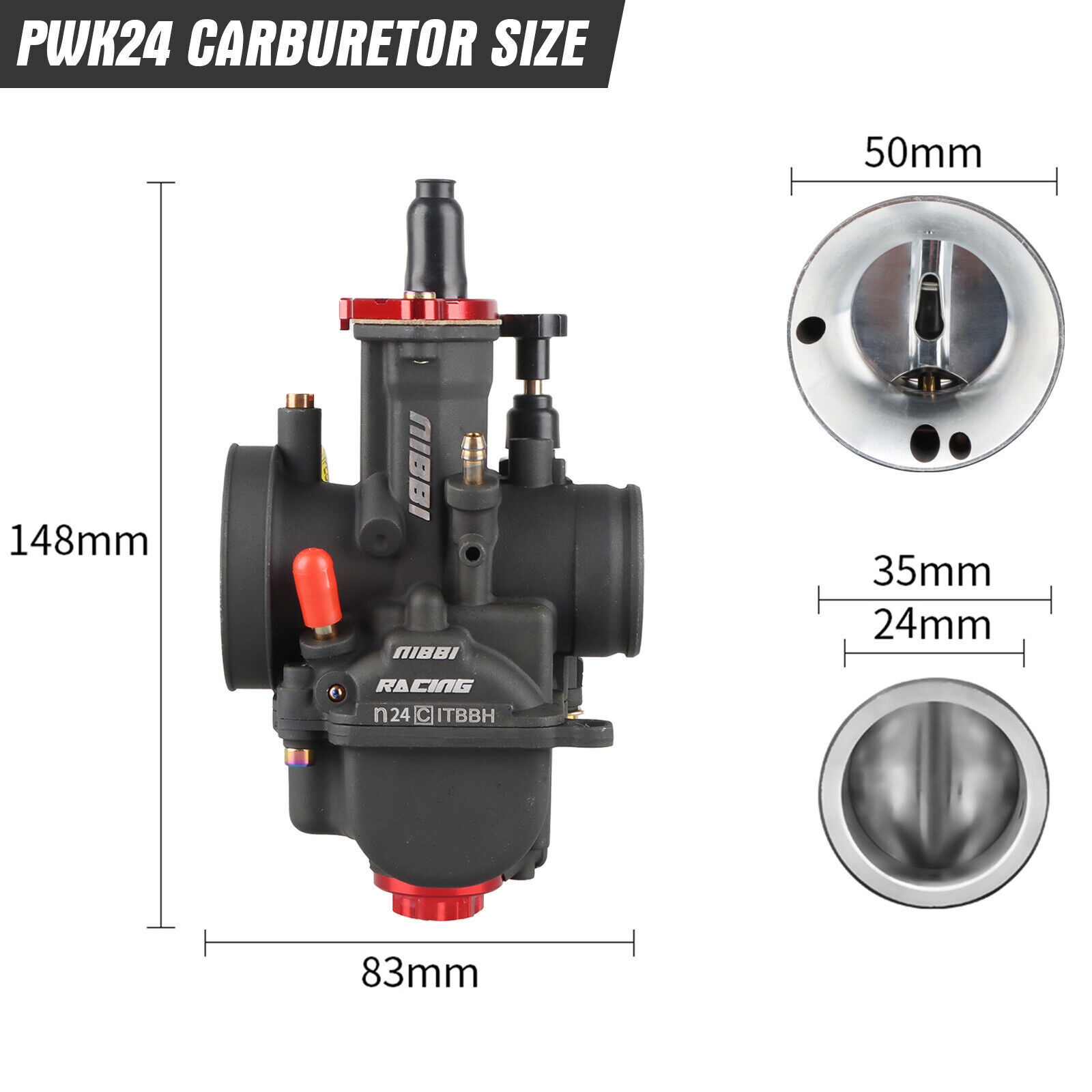 NIBBI PWK 24mm Pre-Jetted Carburetor For Yamaha TTR125LE TTR125L TTR125E TTR125