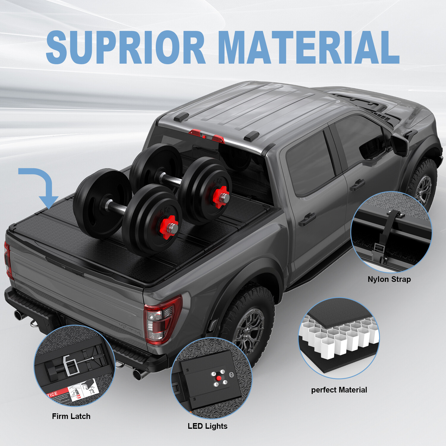 5.5FT 4-Fold Hard Solid Tonneau Cover For 2014-2024 Toyota Tundra Truck Bed