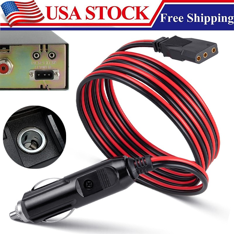 3-Pin Power Cord Car Cigarette Lighter Plug For Uniden Galaxy Midland CB Radio