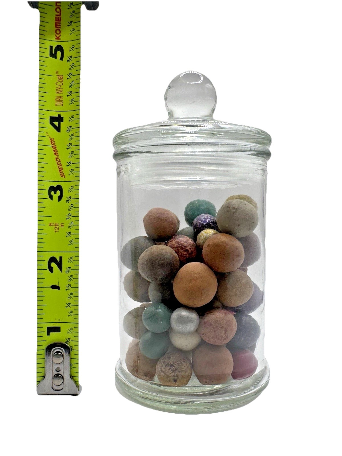 Antique Civil War Era Clay Marbles in Decorative Jar