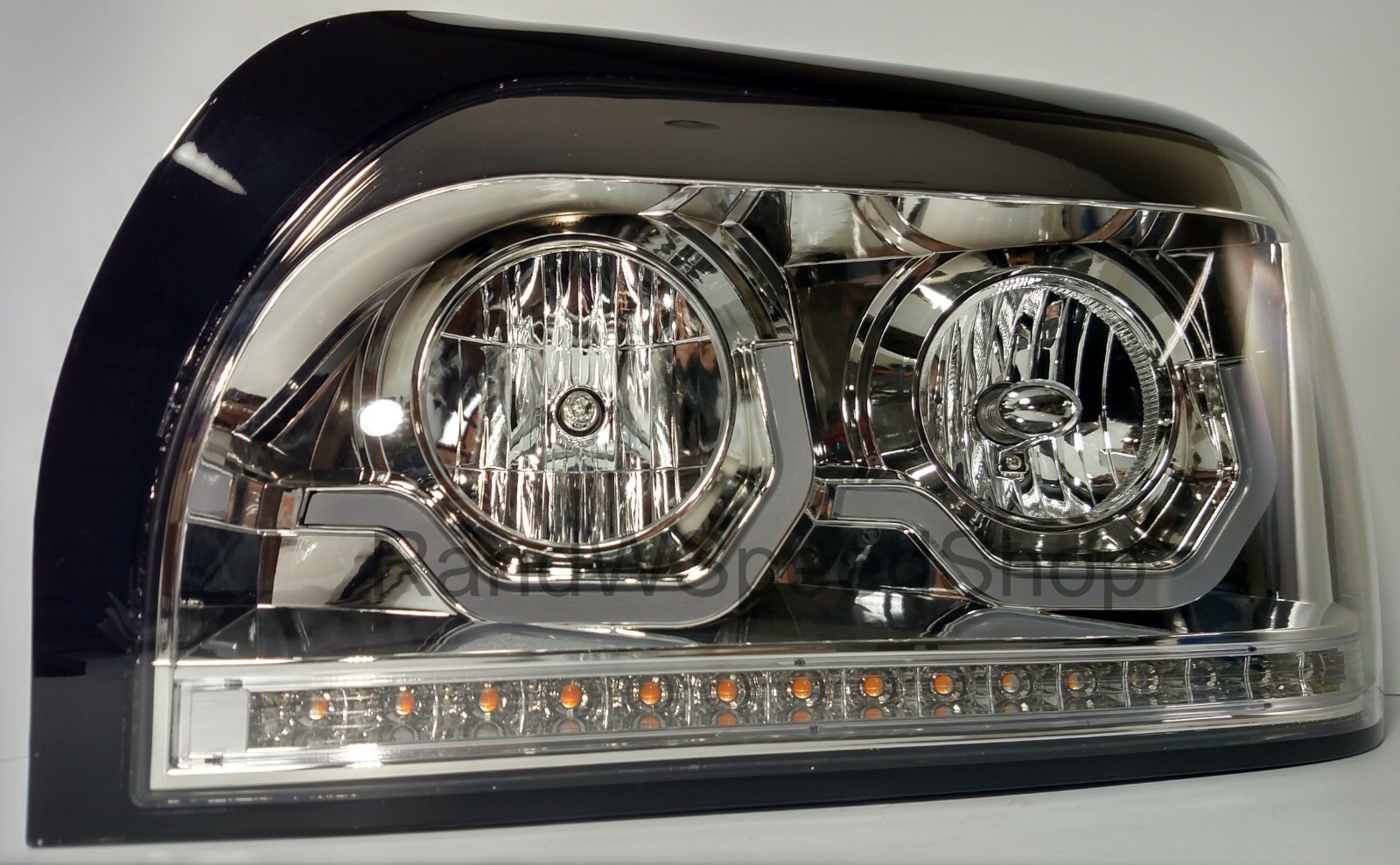 LH Chrome Headlight w/ LED Turn Signal & Light Bar For Freightliner Century