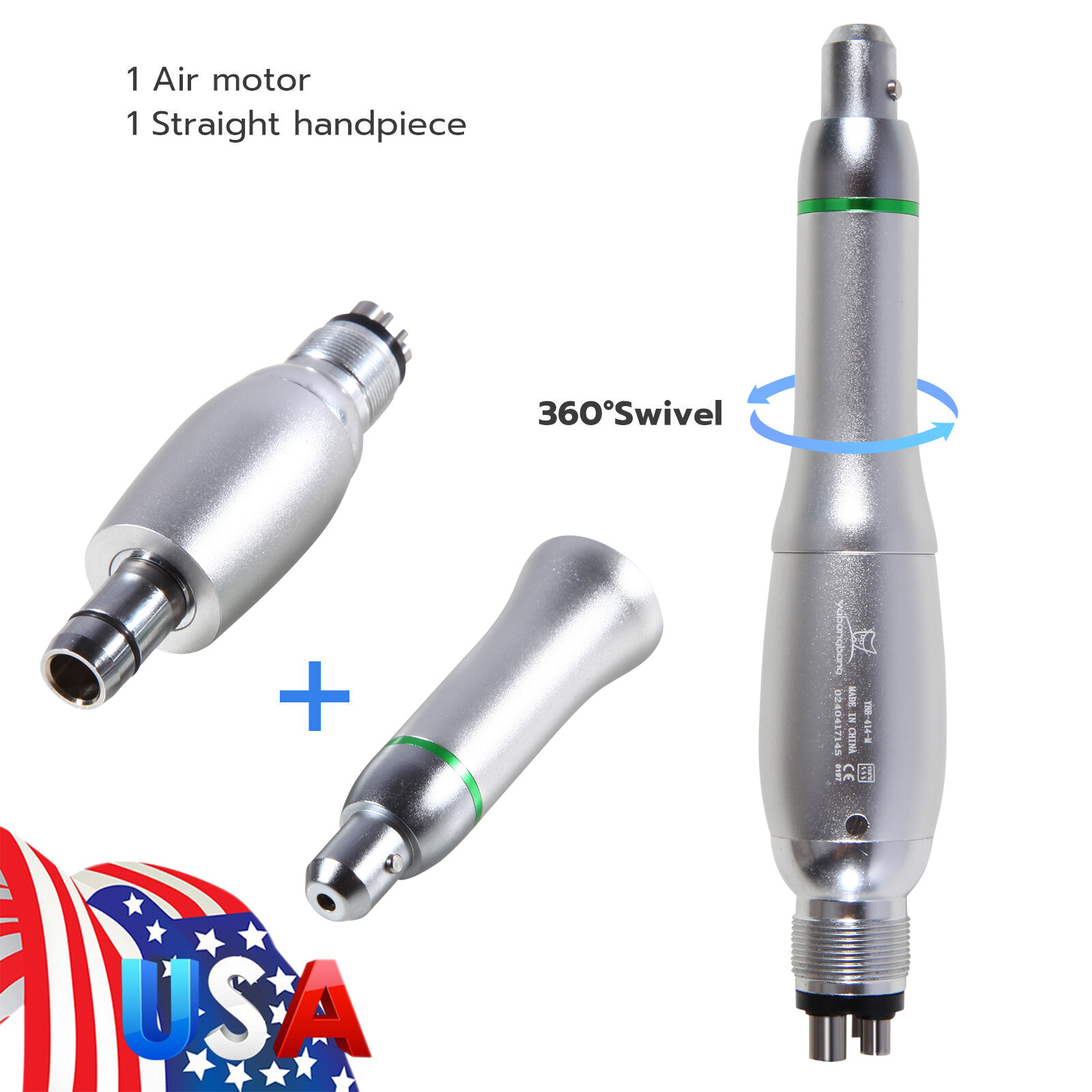 360° Swivel Dental Hygiene Prophy Handpiece Air Motor 4 Holes 4:1 Nose cone