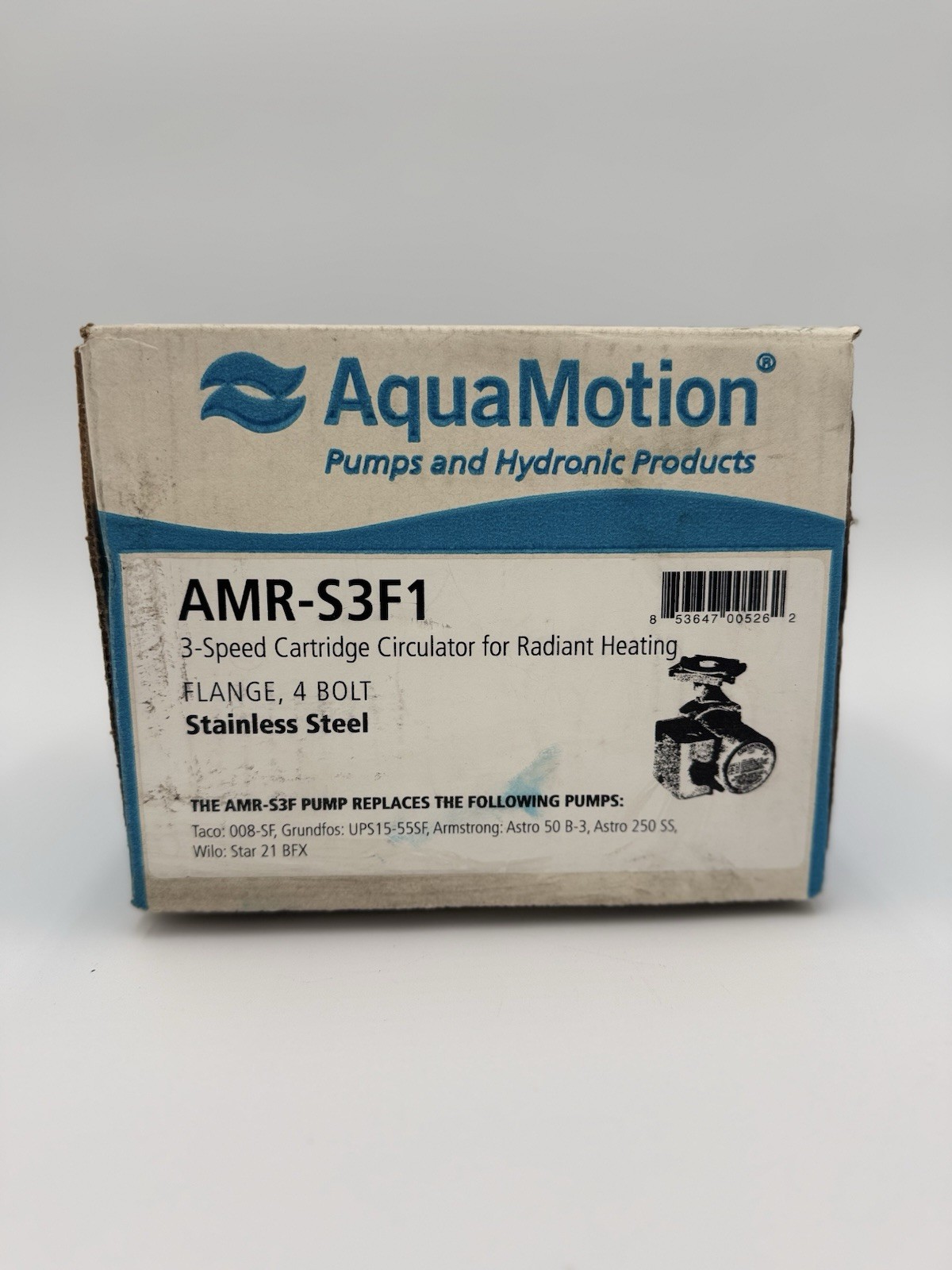 AquaMotion AMR-S3F1 Circulator Pump with Three Speed - Stainless Steel