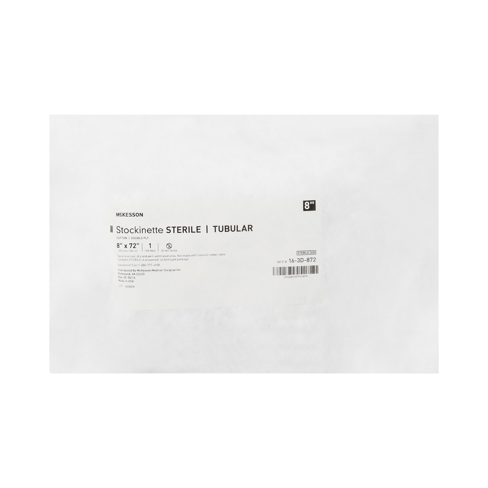 McKesson Surgical Stockinette 8 X 72 Inch Sterile Cotton Beige 16-3D-872 1 Ct