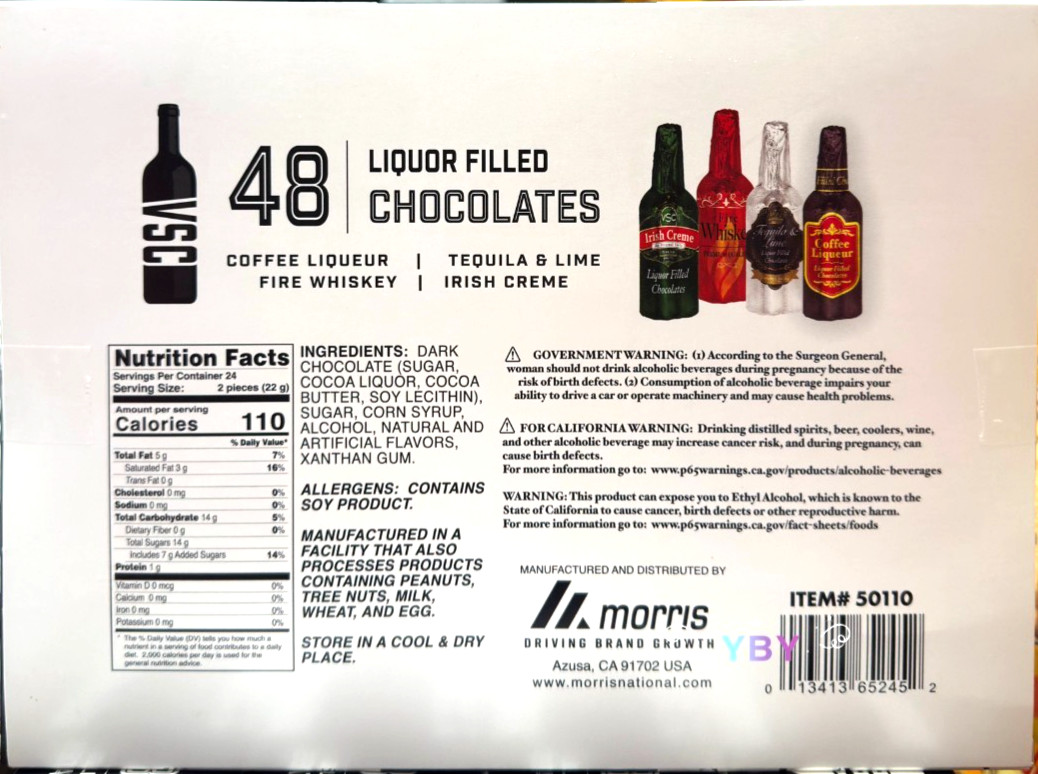 VSC Liquor Filled Chocolates Gift Box 48 ct 18.6 oz