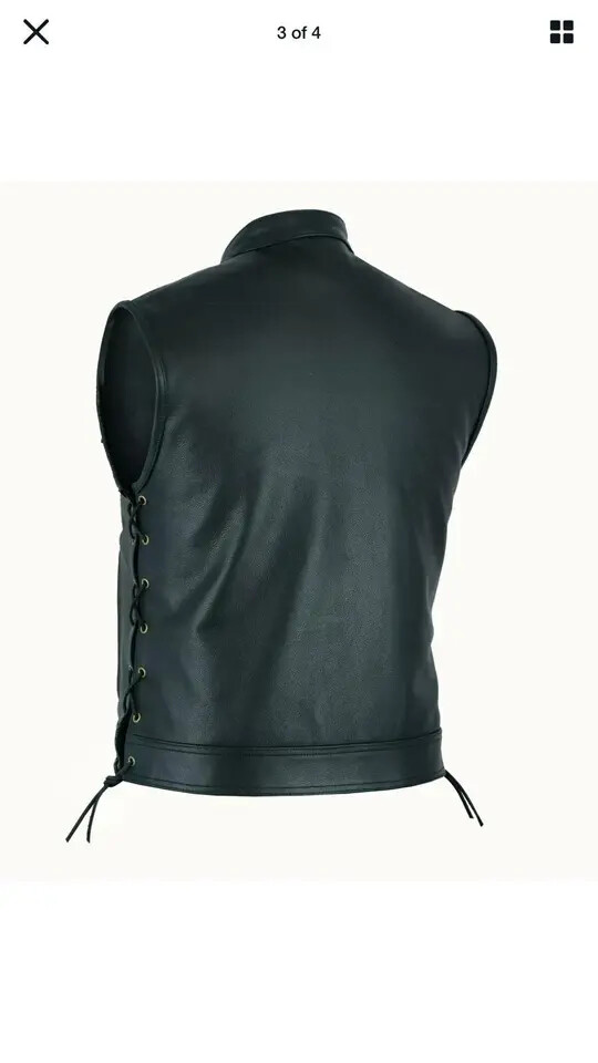 SOA Men's Leather Vest Anarchy Motorcycle Biker Club Concealed Carry Outlaws