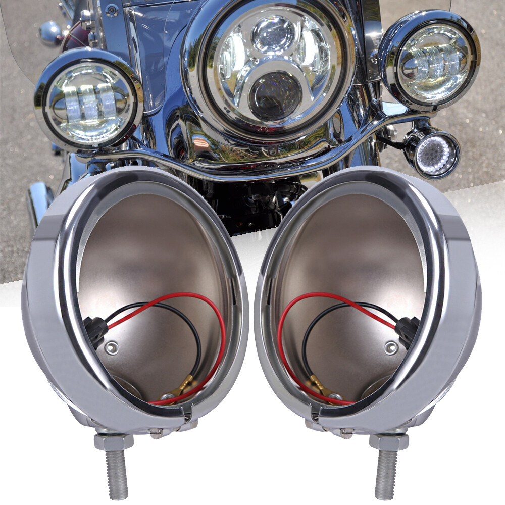 2x Motorcycle 4.5" Inch Fog Light Passing Spot Lights Chrome Housing For Harley