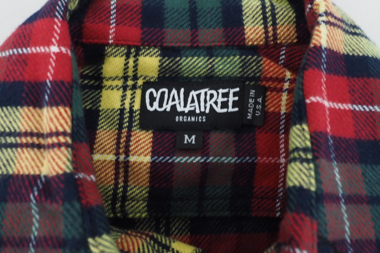 New! Coalatree Organics Flannel Long Sleeve Red Yellow Button Up Medium Shirt