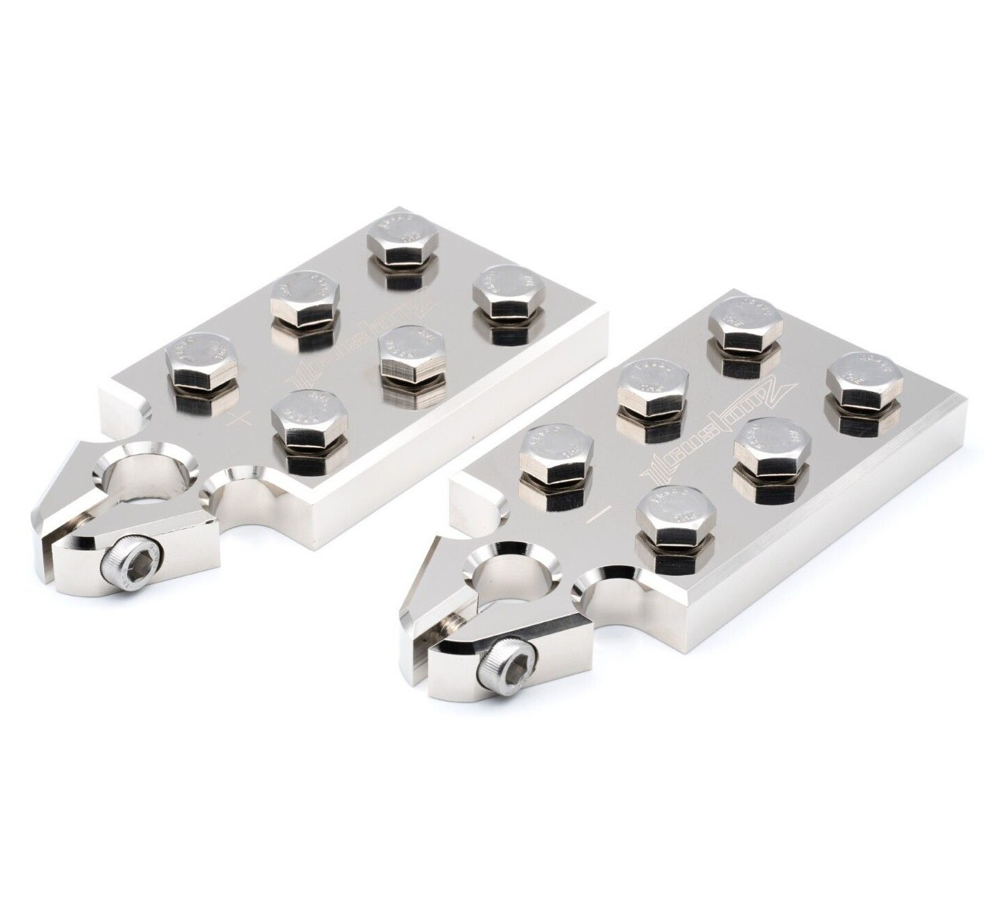 Pair ILL Customz 6 Spot Flat Lug Battery Terminal SAE Top Post Clamp