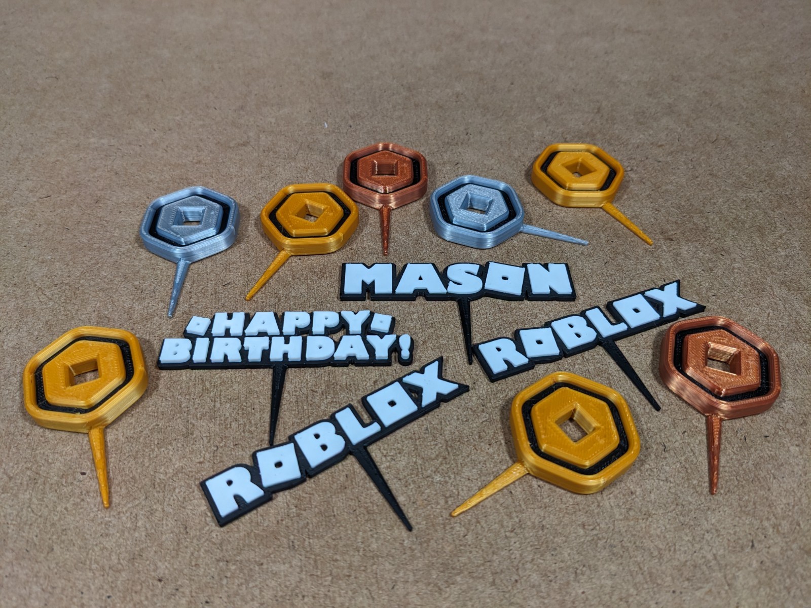 Roblox Birthday Party Cupcake Donut or Pastry Toppers Roblox Font