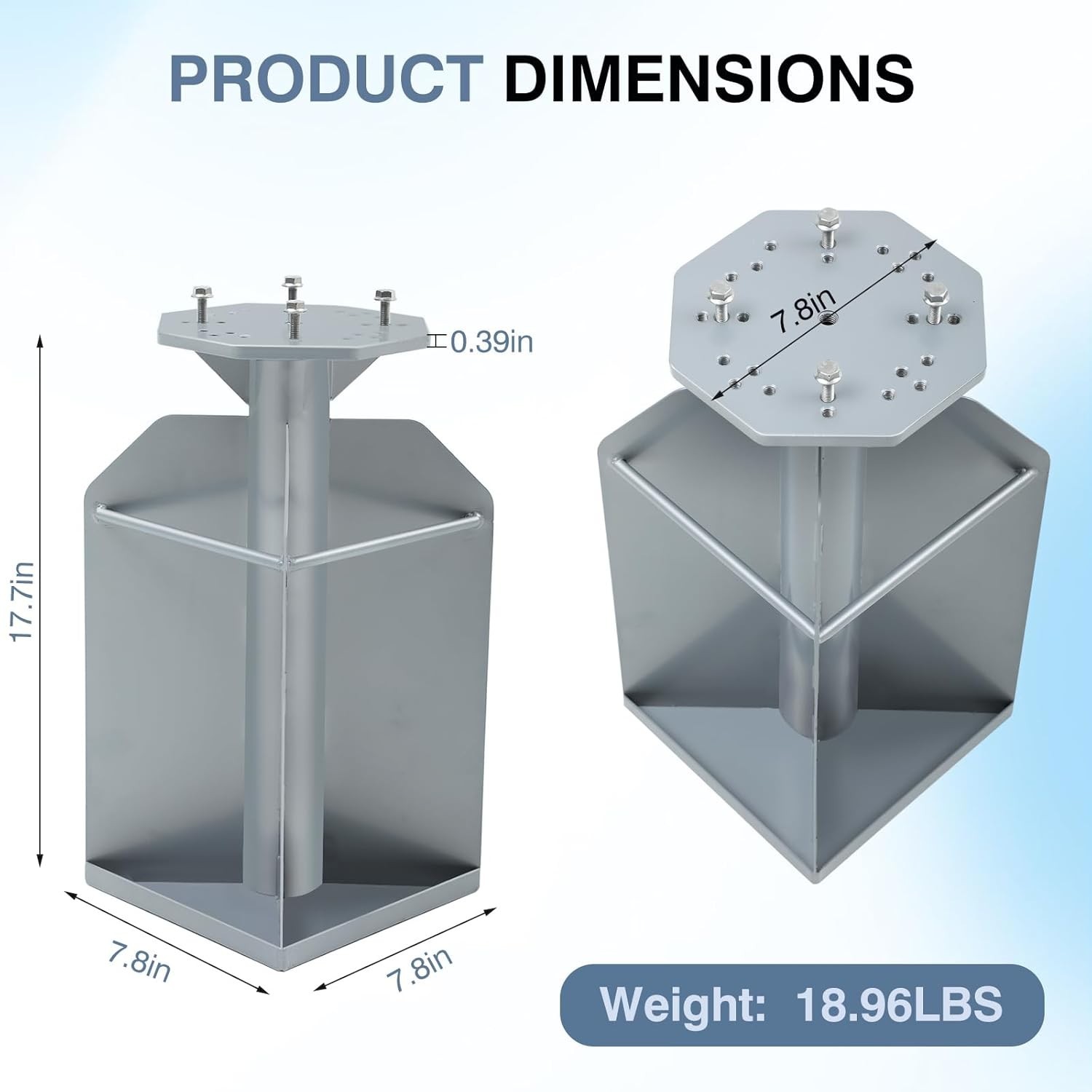 Heavy Duty In-Ground Silver2- Inground Umbrella Base with 2 Steel Tubes