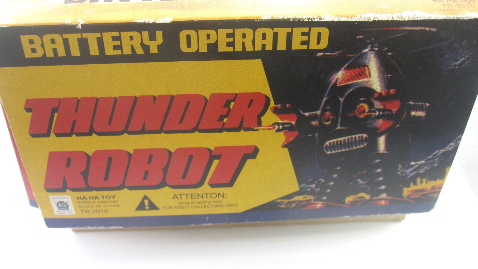 Vintage THUNDER ROBOT 11.5" Tin Reproduction Robot For Display - Schylling Brown