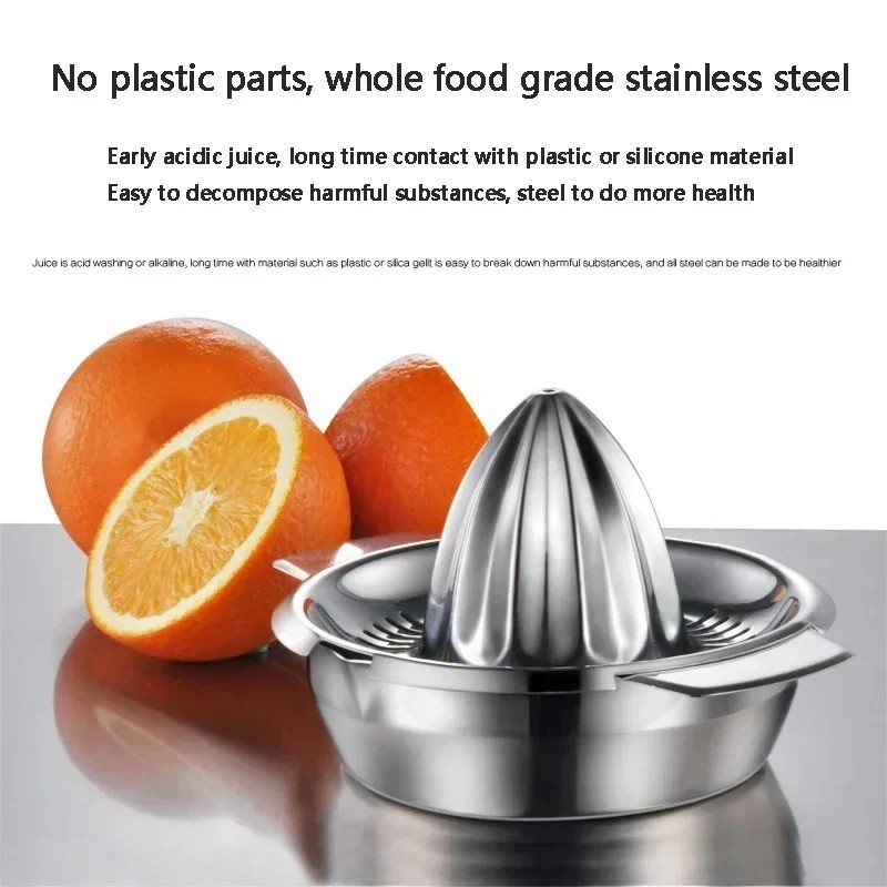 Stainless Steel Citrus Juicer Manual Lemon Squeezer w Bowl Strainer Orange Lime