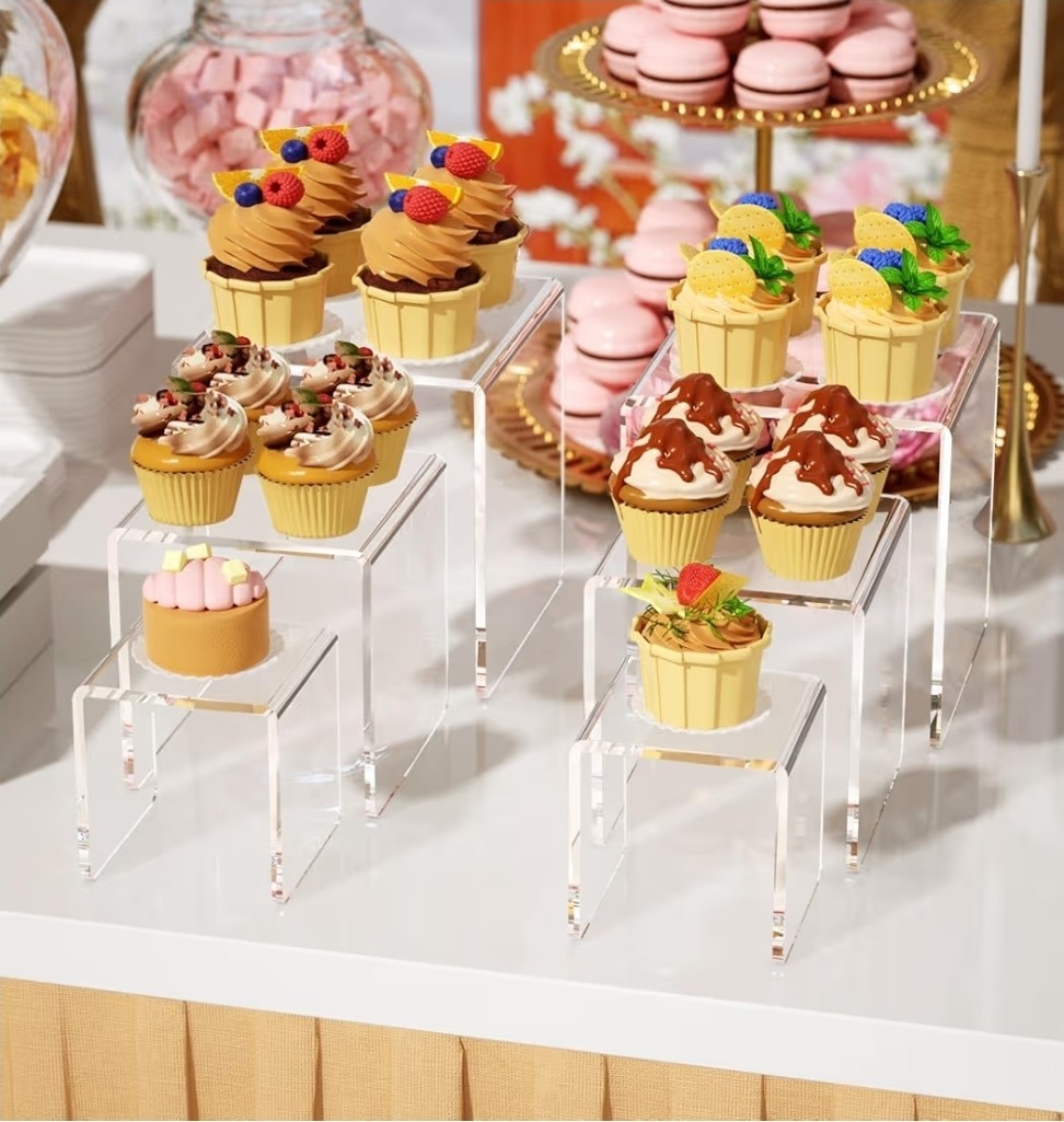 2 Sets Clear Acrylic Riser 3 4 5" Stand Set Jewelry Collectible Showcase Display