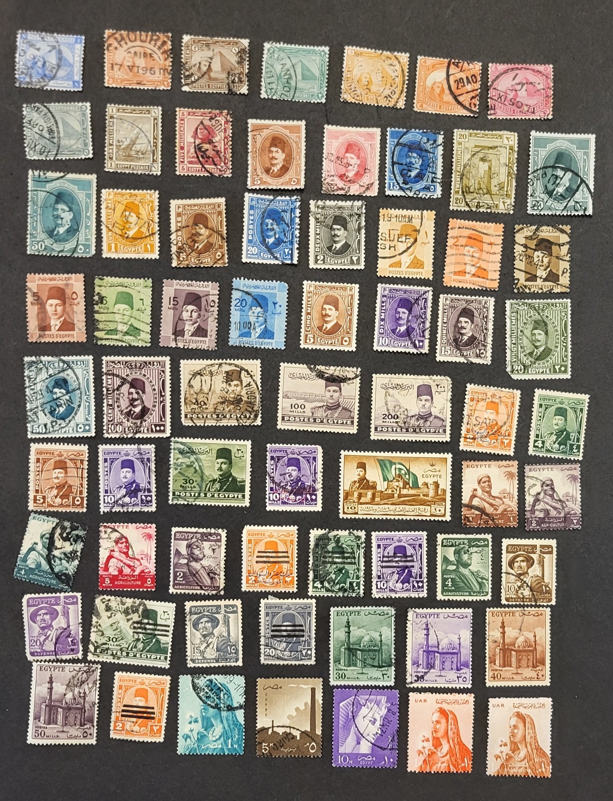 EGYPT - 150+ SINGLES - INC. 1969 FULL MLH FLAG SET - ALL HINGED - USED/UNUSED