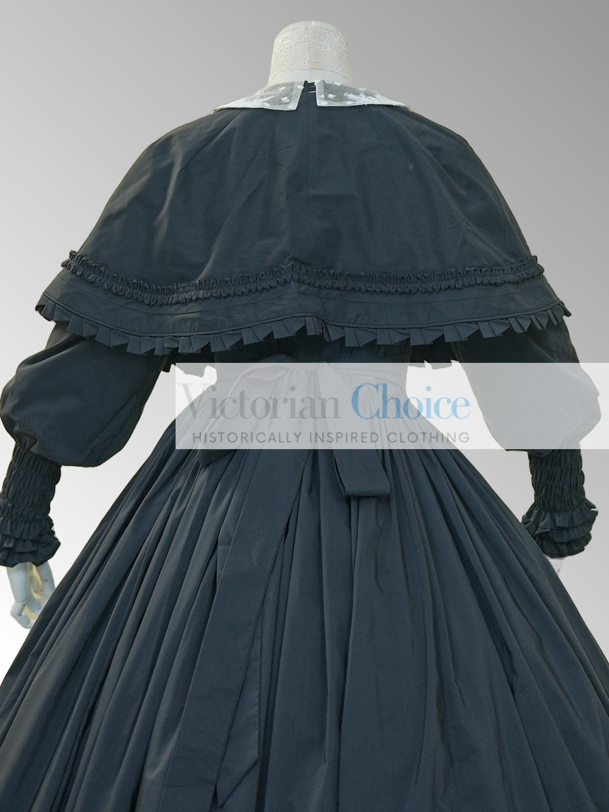 Black Victorian Dickens Fair 19th Century Civil War Cape Dress Theater Wear 717