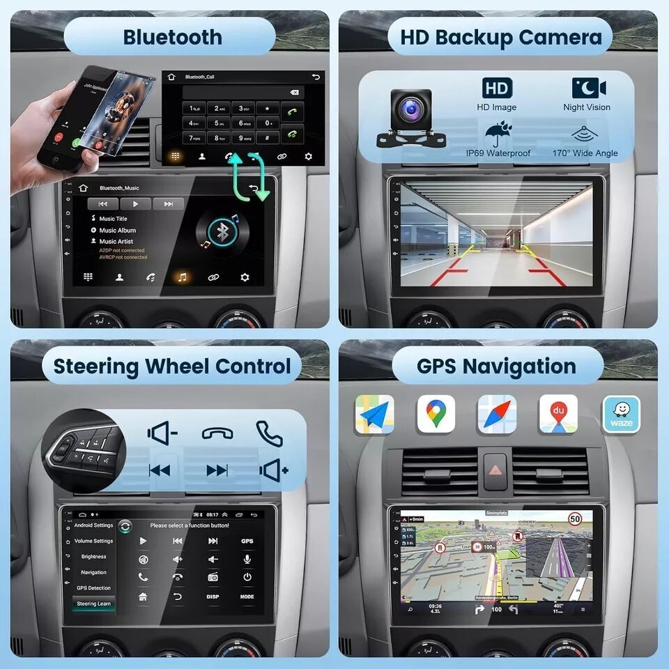 FOR TOYOTA COROLLA 2009-2013 Apple Carplay Car Radio Android 13 GPS Navi Stereo