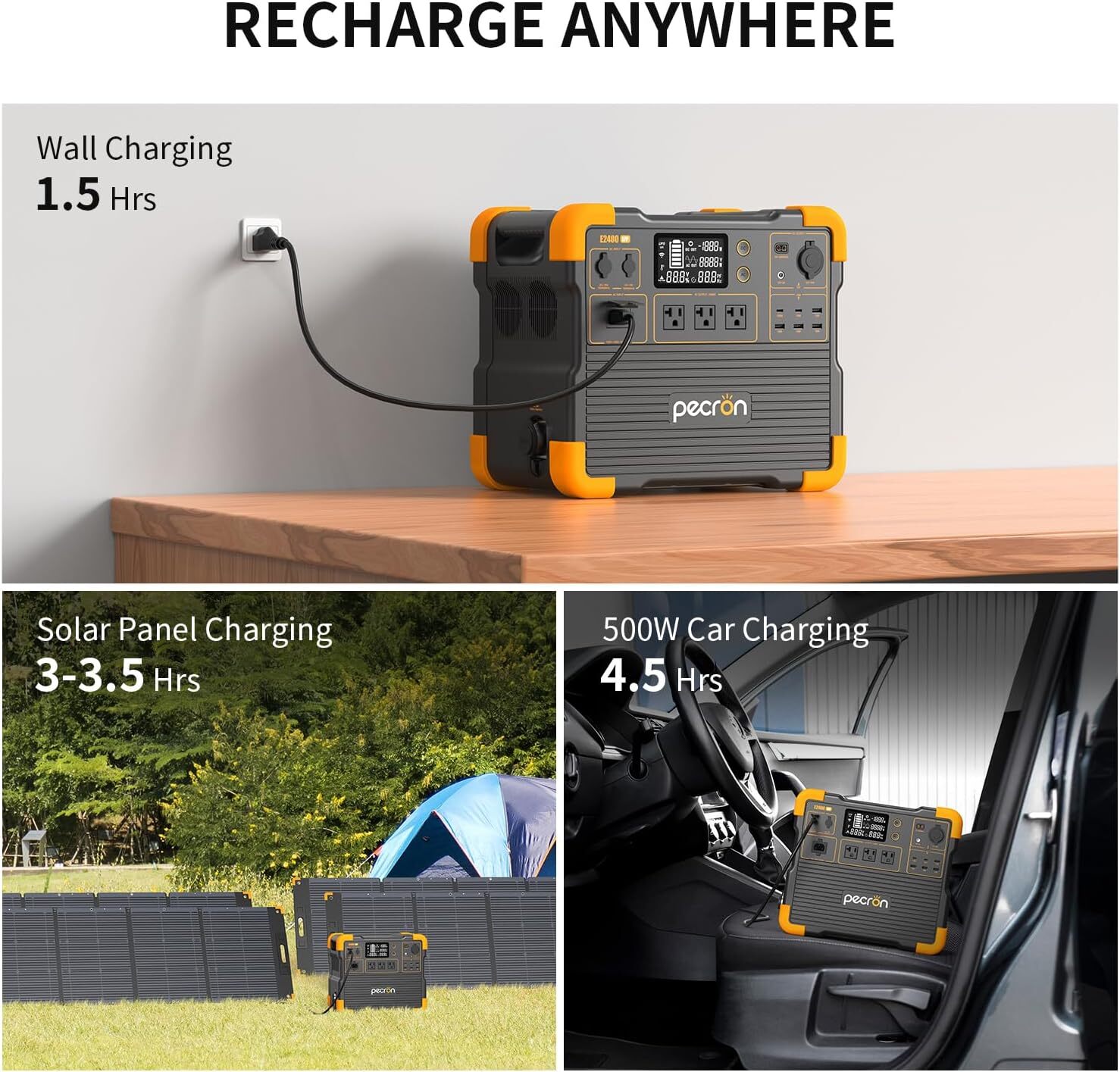 E2400LFP Pecron Portable Power Station 2048Wh 2400W Solar Generator Refurbished