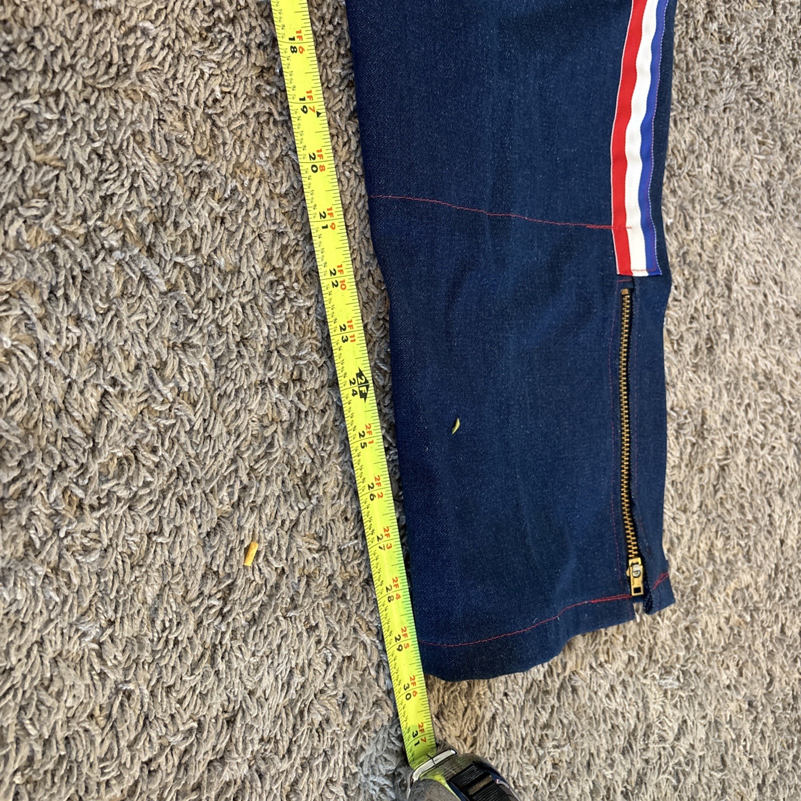 Vintage Mens Red White Blue Uniform Pants Striped Button Fly 40W