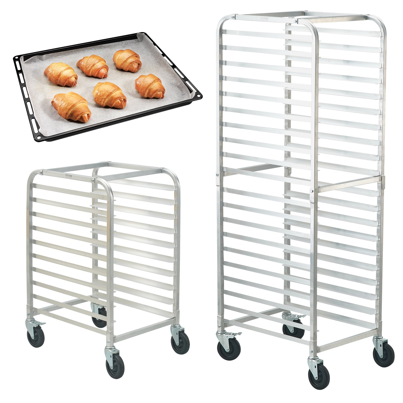 10/20 Sheet Commercial Bun Pan Rack Kitchen Aluminum Baking Racks Wheel