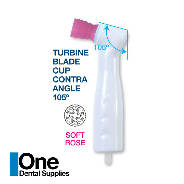 Dental Disposable Prophy Angles Soft Turbine Pink Cup 105° - Latex Free 100pcs