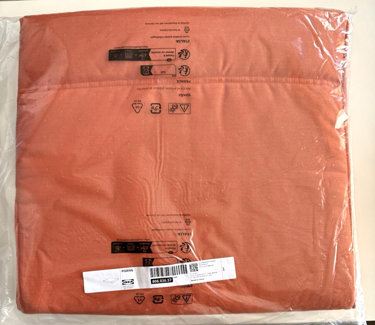 New IKEA POANG Footstool Ottoman Cushion Knisa bright orange 806.036.57