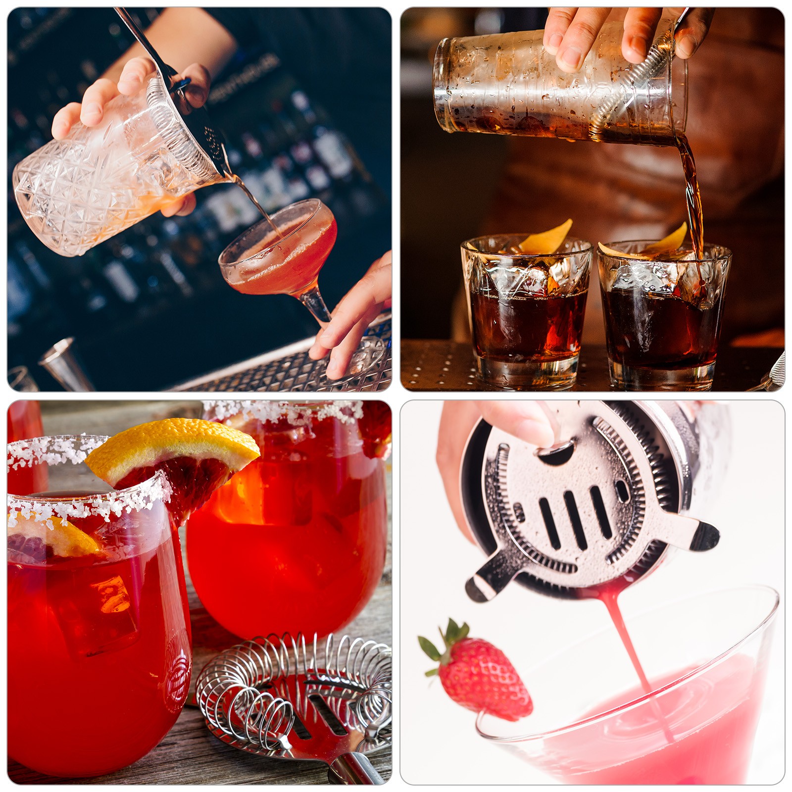 Cocktail Strainer, 1pcs Stainless Steel Bar Strainer for Drink(Rose Gold, 160mm)