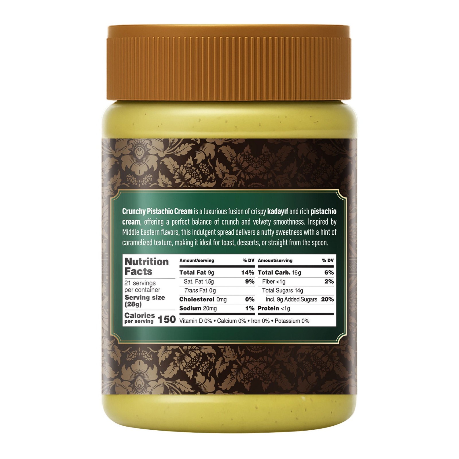 Nutty & Fruity Pistachio Cream, Crunchy Nut Butter Spread, 21 oz