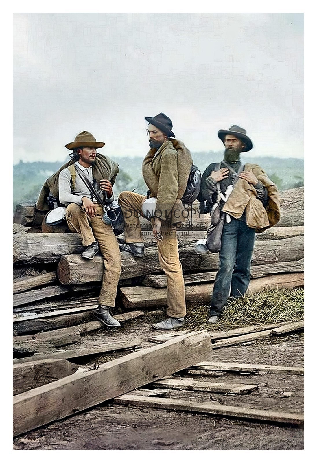 CONFEDERATE SOLDIERS PRISONERS OF BATTLE OF GETTYSBURG 4X6 COLORIZED PHOTO