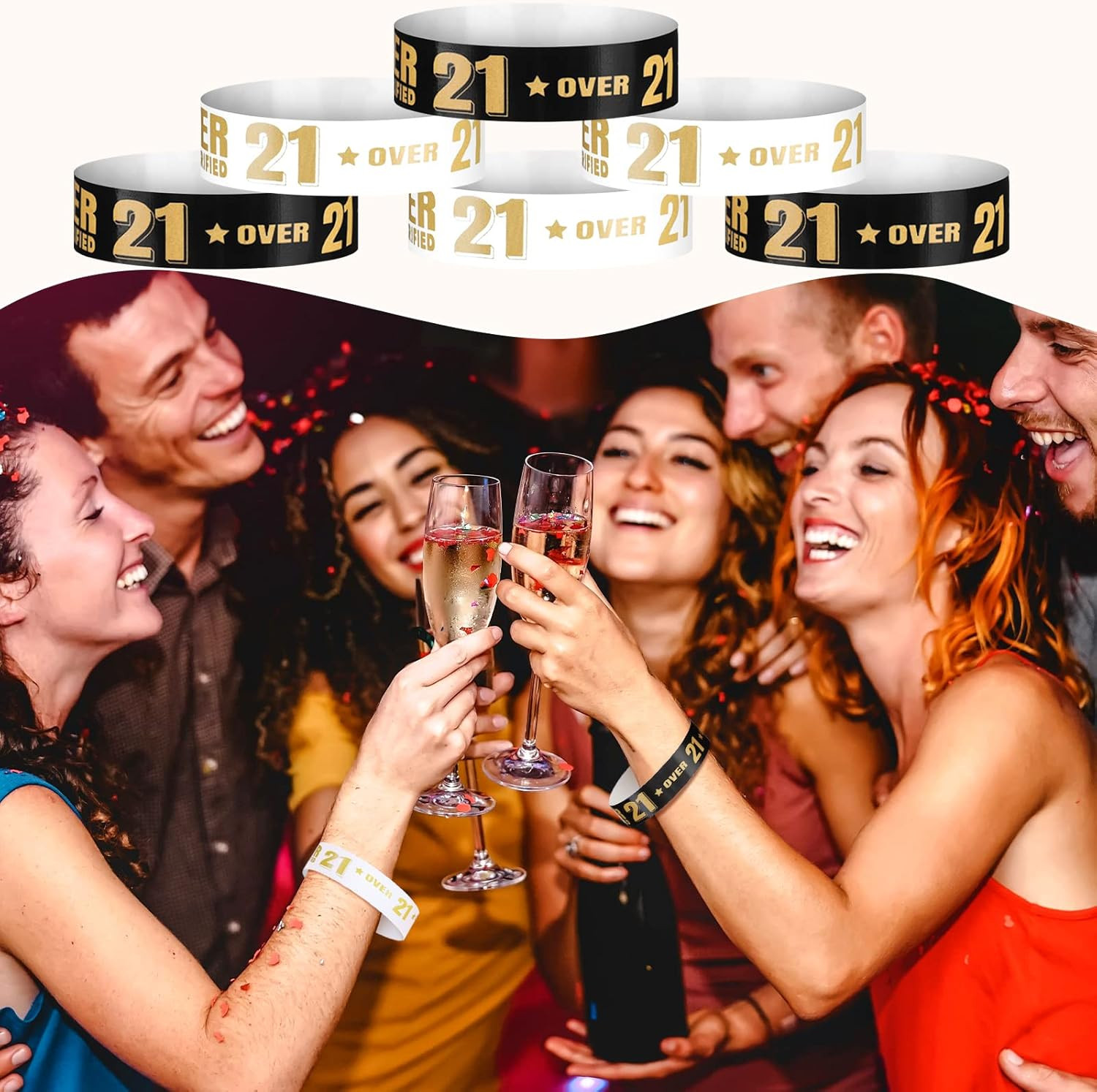 600 Pcs over 21 Wristbands for Events Colored Waterproof Wrist Bands Paper Wrist