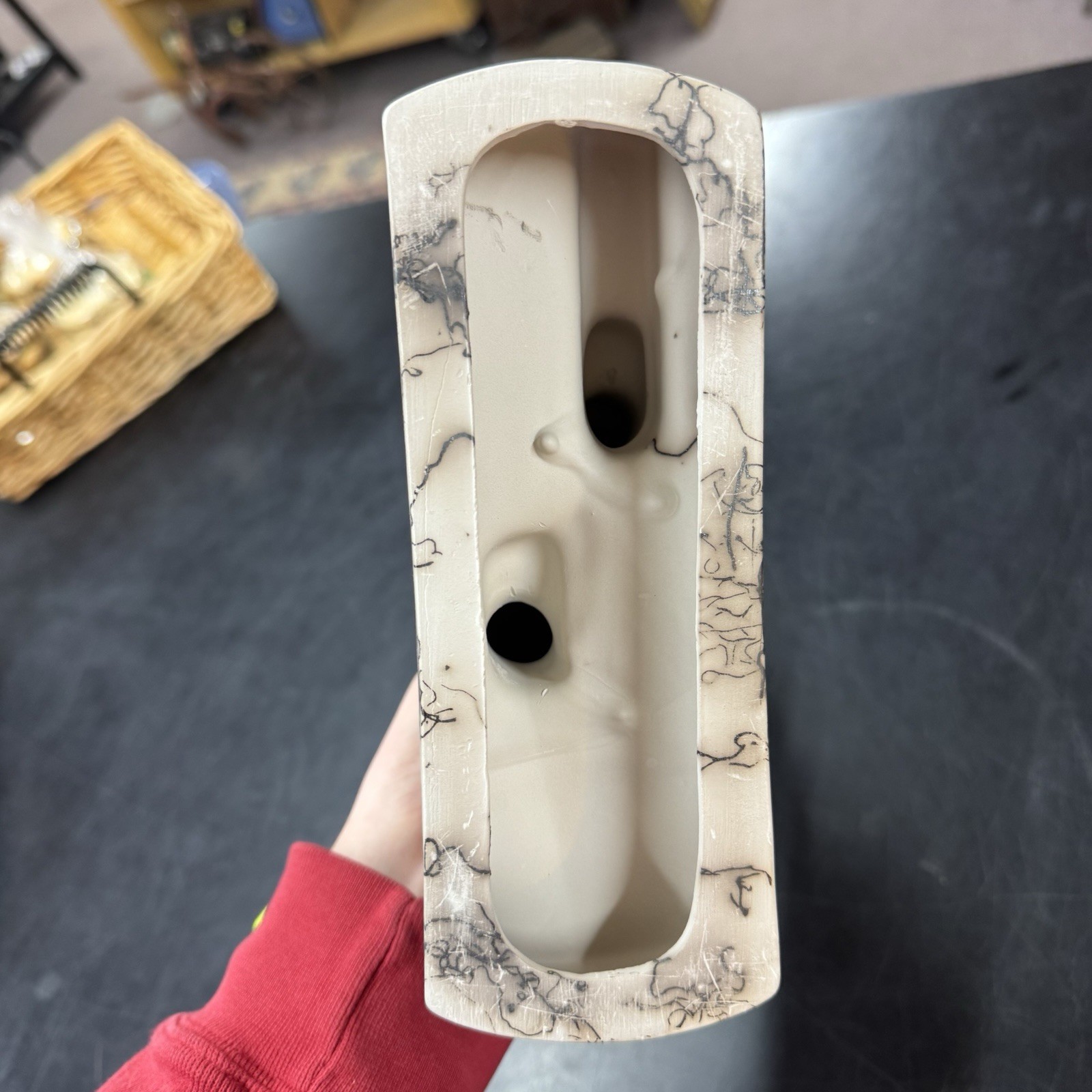 Native American Pottery Horse Hair Kokopelli Sculpture by Vail