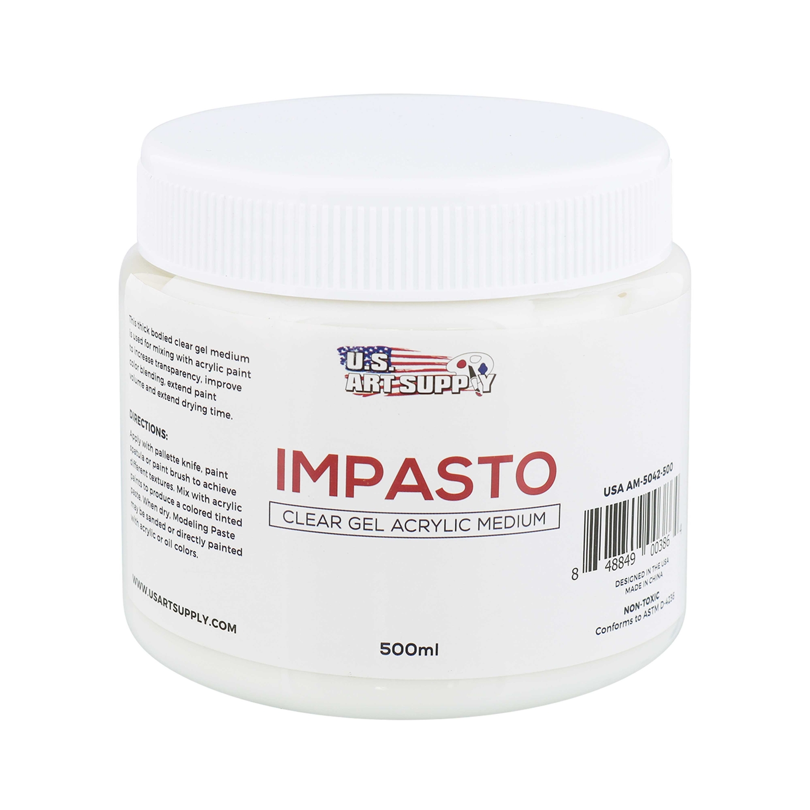 U.S. Art Supply Impacto Clear Gel Acrylic Medium, 500ml Tub