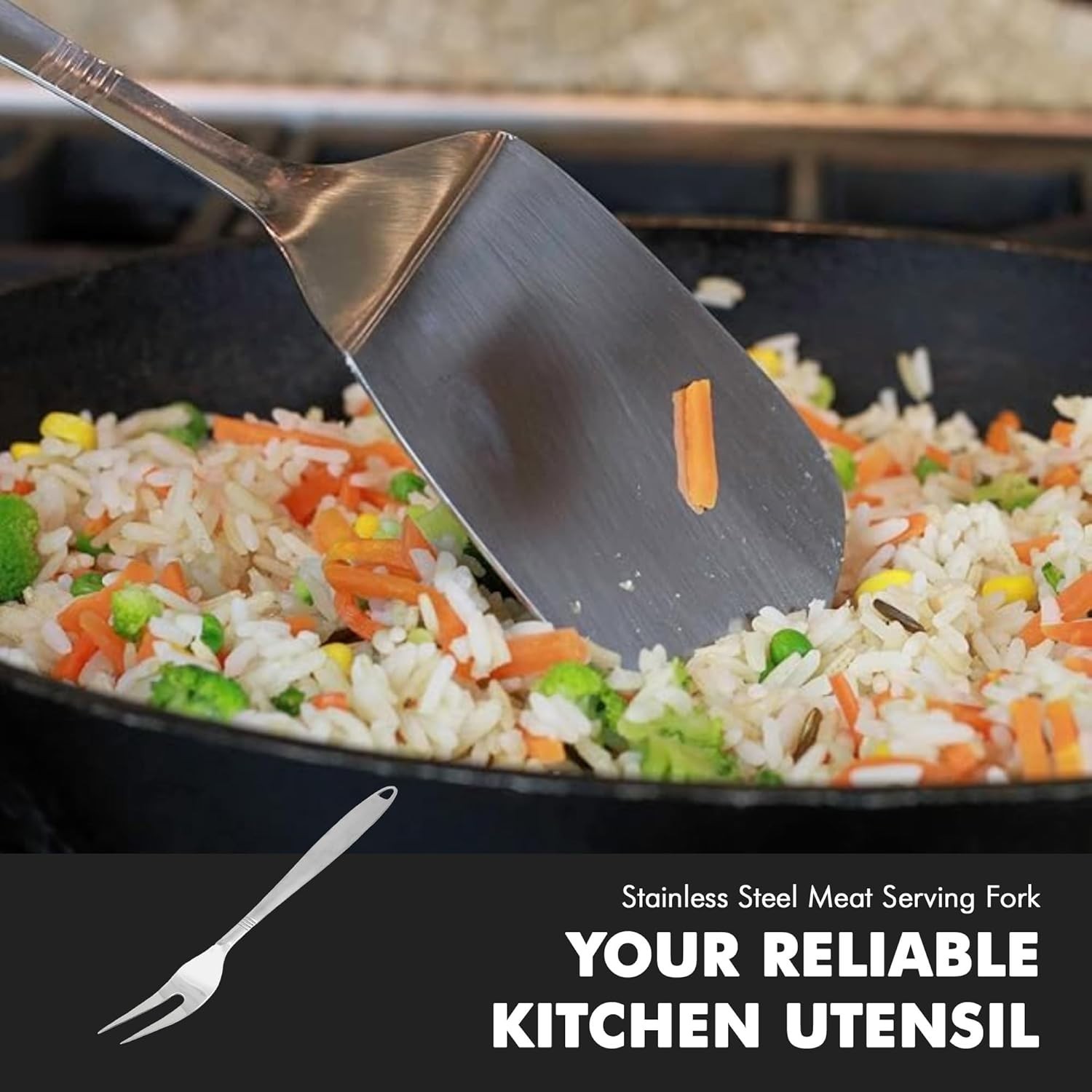 Durable 13" Serving Fork in Rust-Resistant Stainless Steel for Easy Use