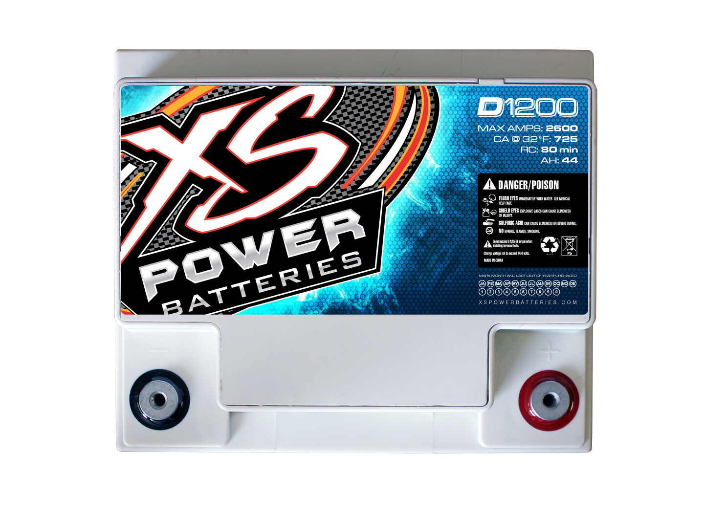 XS Power D1200 2600 Amp AGM Power Cell Car Audio Battery + Terminal Hardware