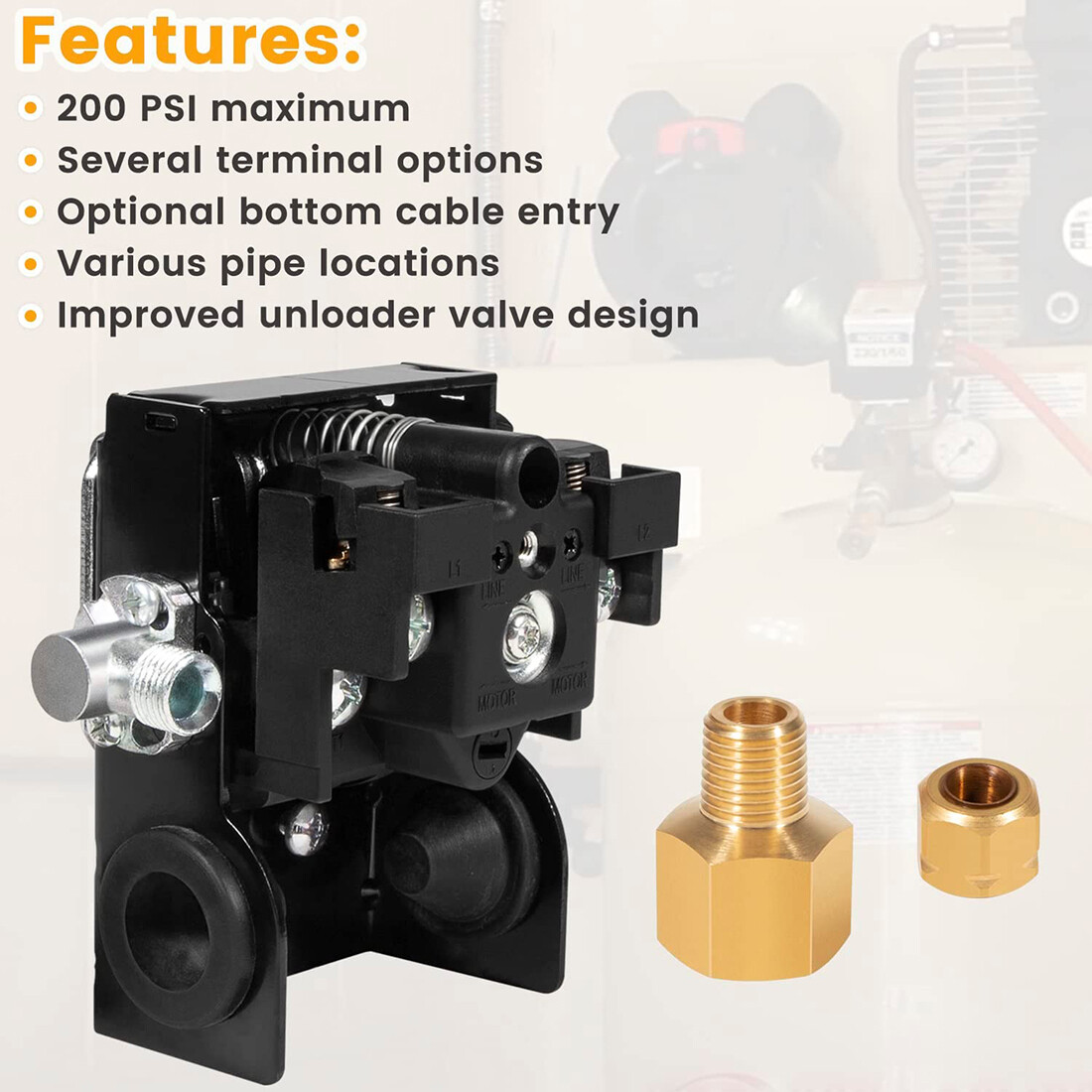 For Ingersoll Rand 23474661-C Pressure Switch Air Compressor SS3 & SS5 95-125PSI