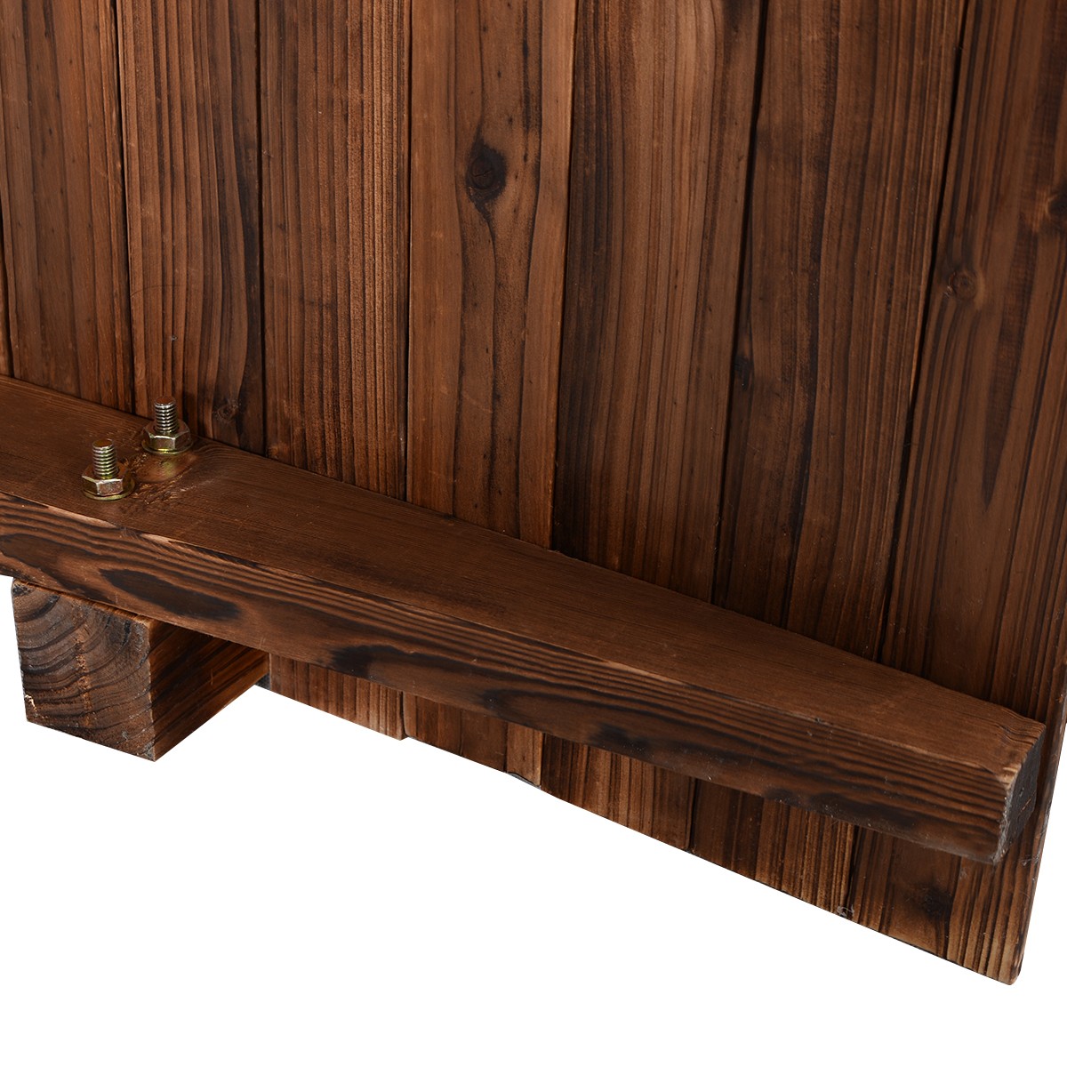 5' Wooden Bridge Stained Finish Decorative Solid Wood Garden Pond Arch Walkway