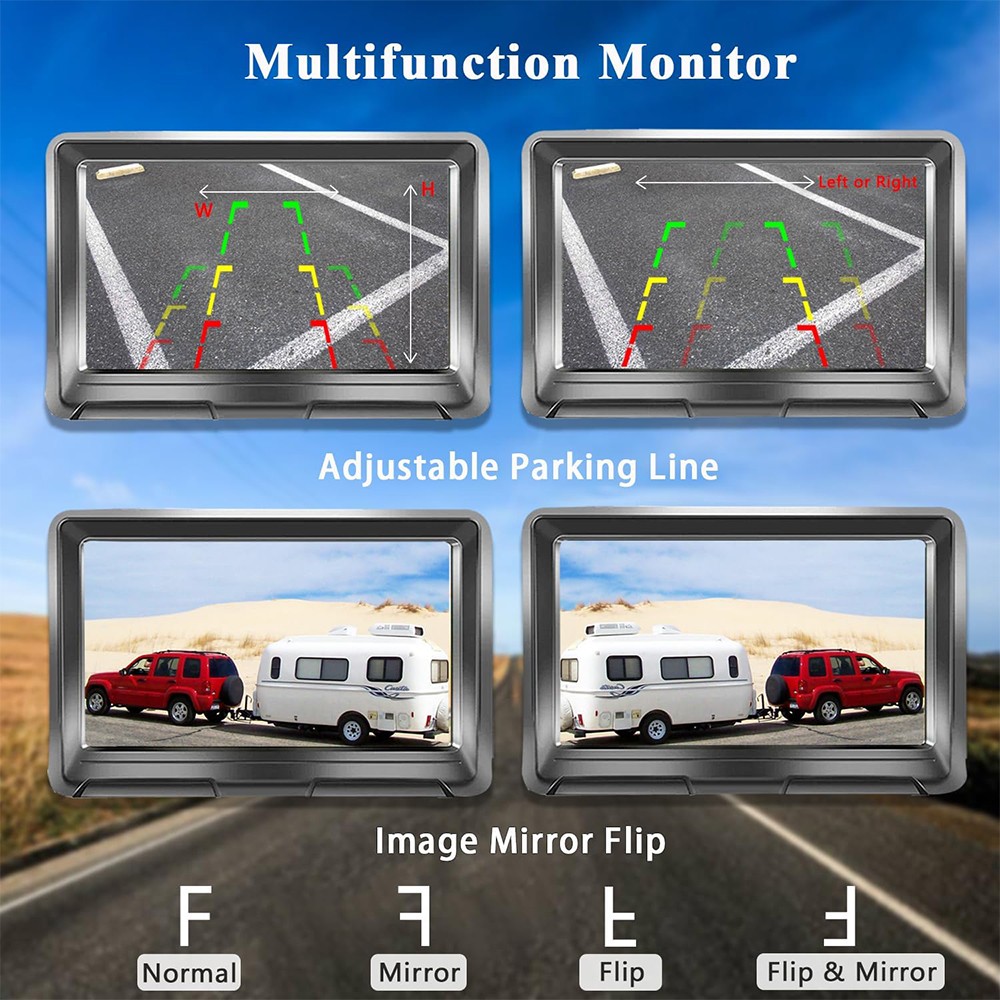 5" Monitor 1080P Solar Magnetic Wireless RV Backup Camera for Car Trailer Truck