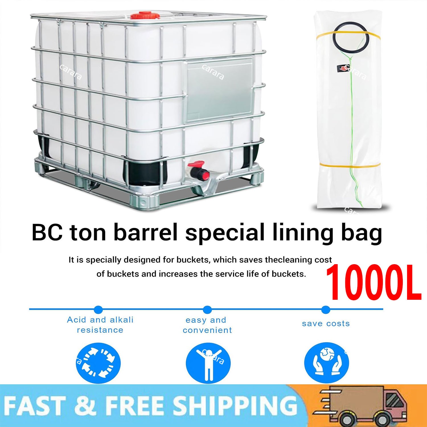 IBC Tote Cove 275 Gallon IBC Water Storage Barrel Liner Bags1000 Liter Rain ....