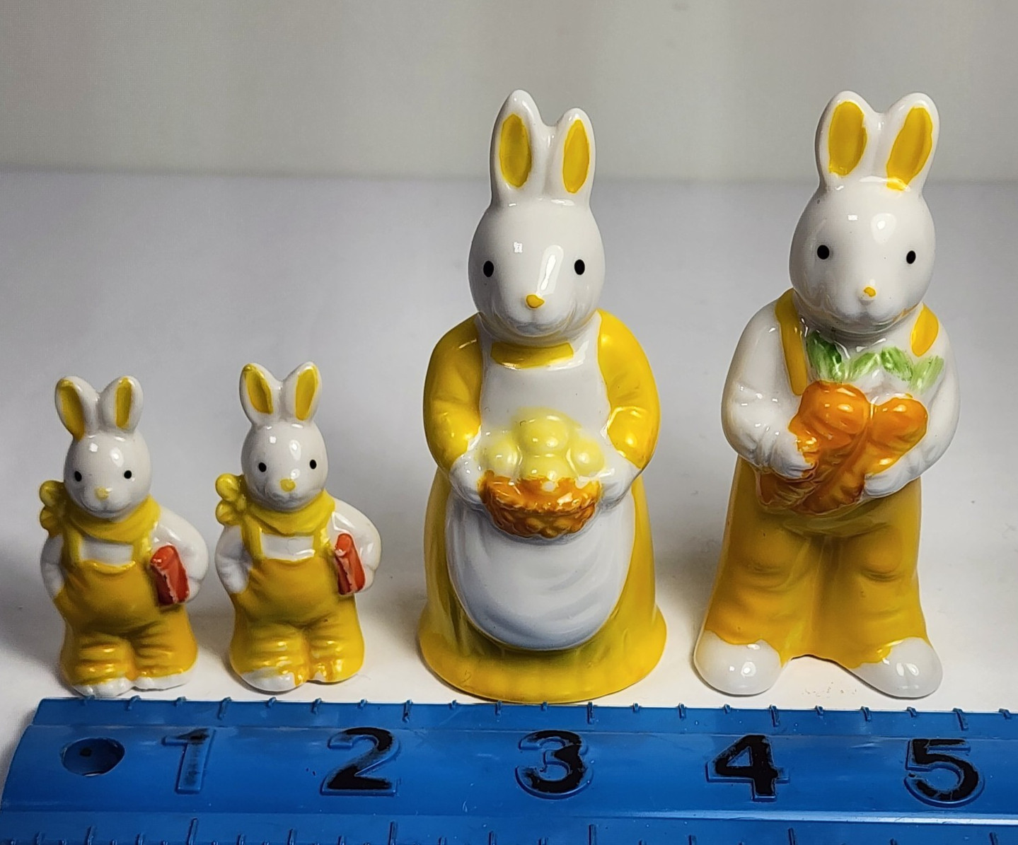 Vintage Torslow Denmark Easter Rabbit Family Ceramic Bunny Figurines Set of 4